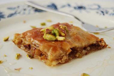 Tuniská sladkost baklava Sladké řezy baklava v Tunisku